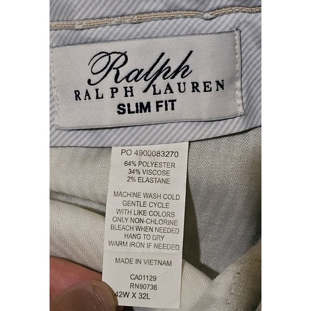 Ralph Lauren Pants Mens 42x32 Black Slim Fit Dress Trousers Stretch Formal - Picture 6 of 6
